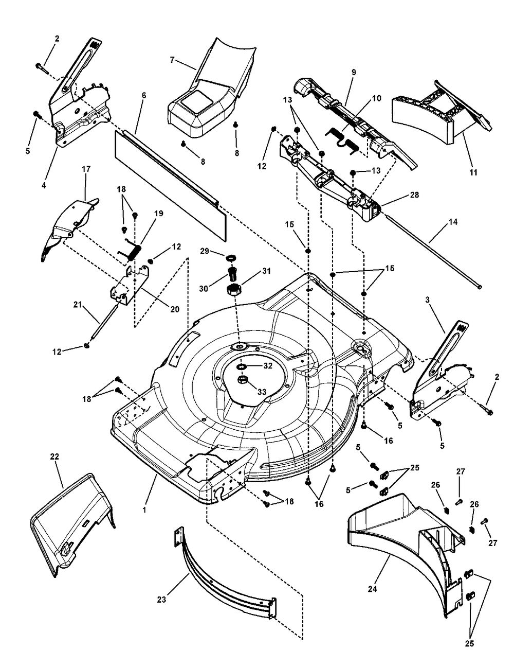 Deck Group Diagram and Parts List for 7800583-BTXP22675HW 2010 Briggs and Stratton Lawn Mower